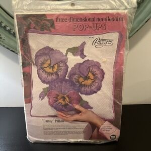 Vintage Paragon Needlepoint 3D "Pansy" Pillow Kit 70's Pop-Ups Kit No. B5501 NPC
